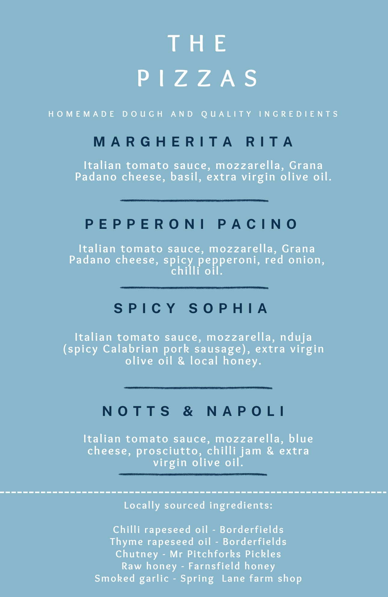 Nina Pizza Notts menu