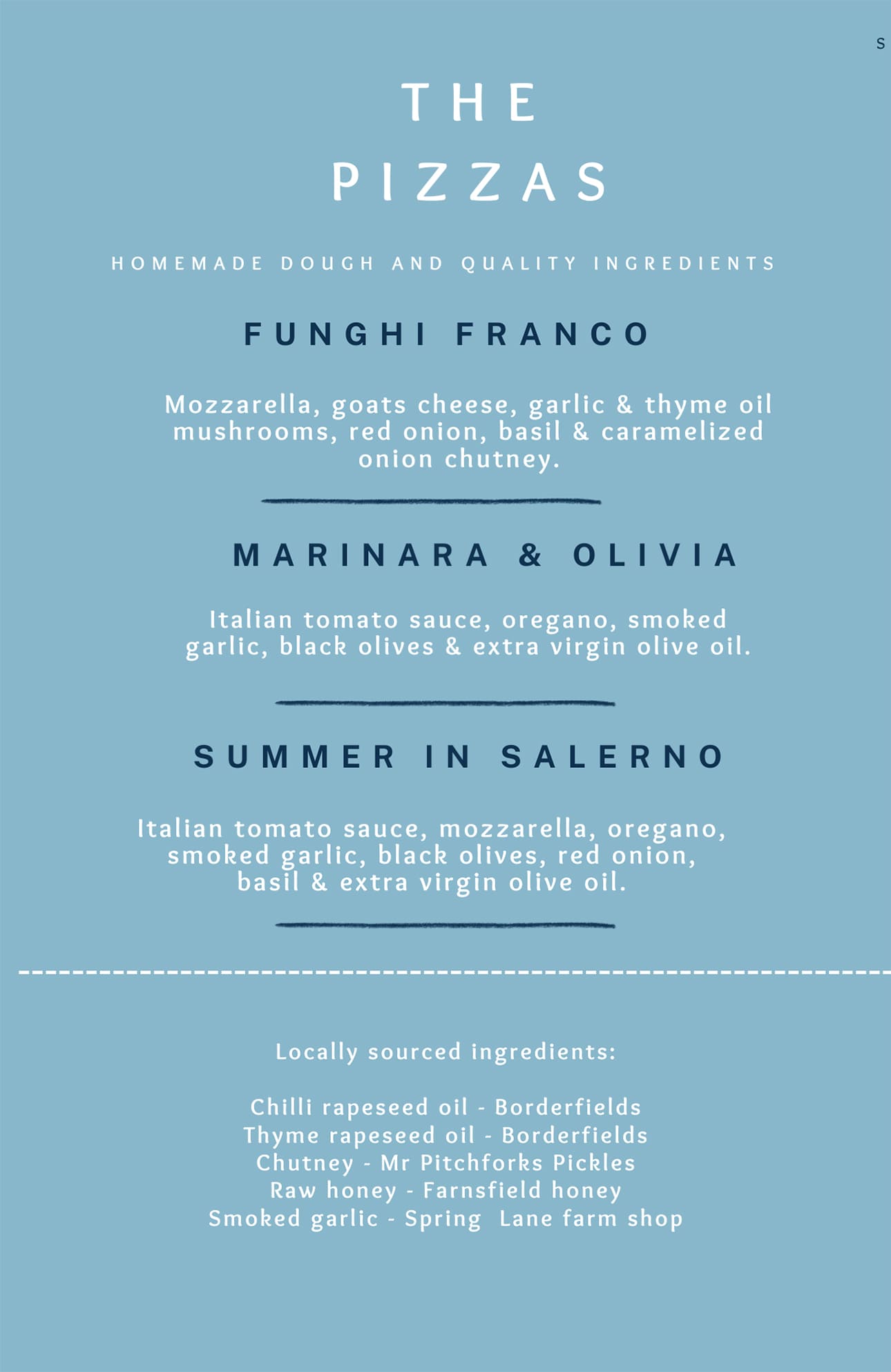 Nina Pizza Notts menu